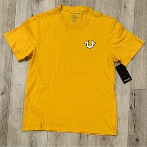 True Religion Men’s T-Shirt Guitar Budda Size L Yellow NWT